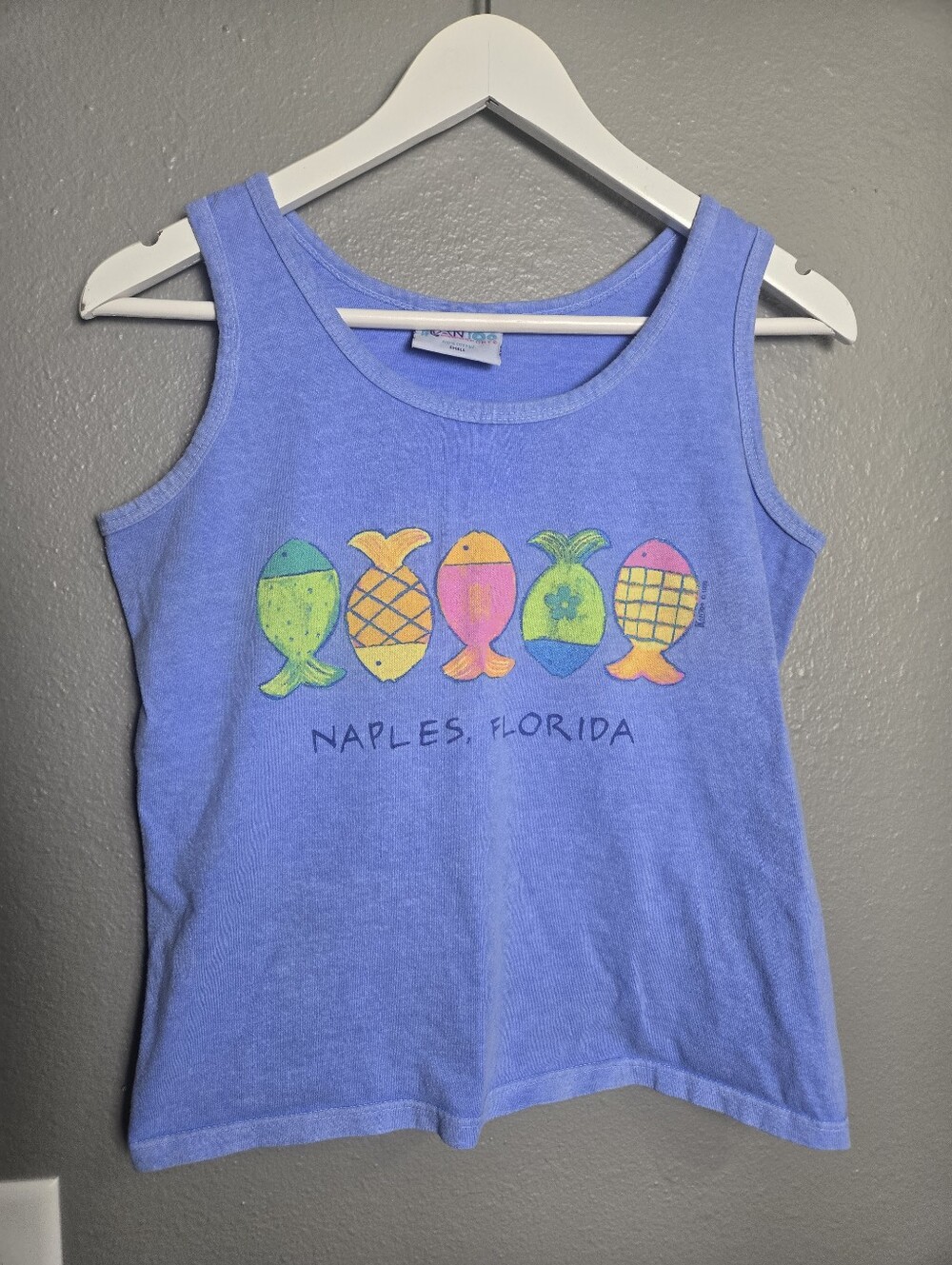 Vintage Naple Florida Fish Tank Top 100% Cotton Size Small